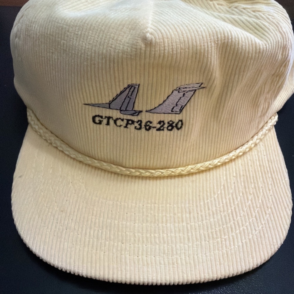Vintage GTCP36-280 Airplane APU Yellow Corduroy Rope SnapBack Hat!